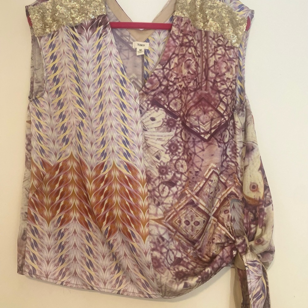 TINY Women's Elegant Purple and Gold Blouse - Picture 2 of 8